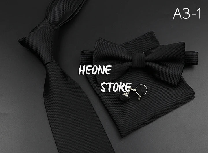 Men's Silk Tie, Bowtie Set Solid Color