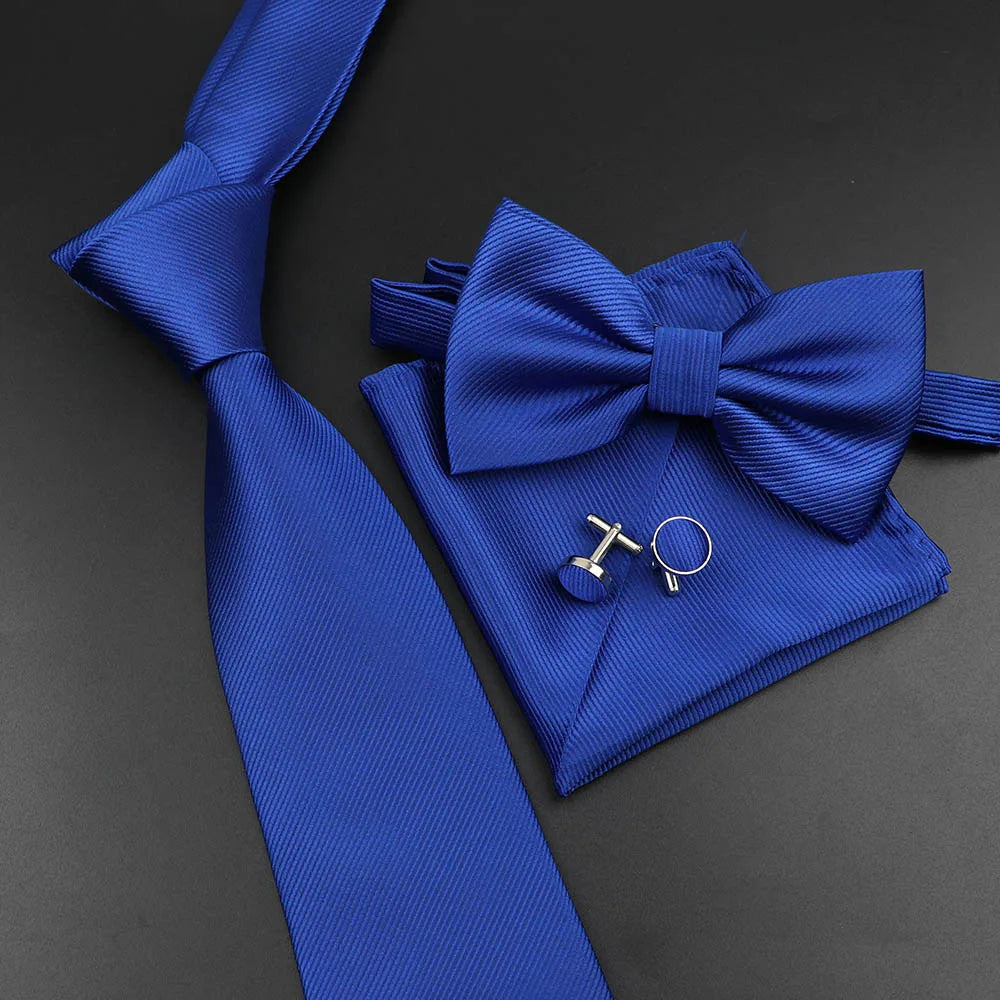 Men's Silk Tie, Bowtie Set Solid Color
