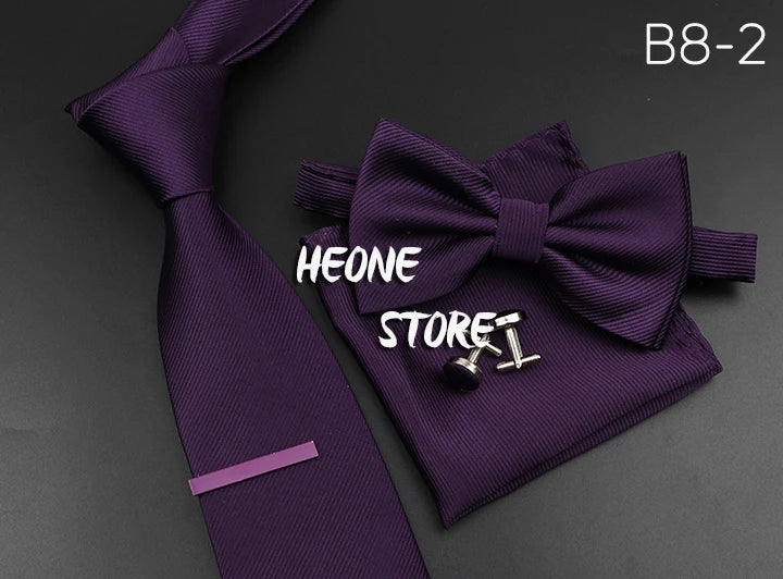 Men's Silk Tie, Bowtie Set Solid Color
