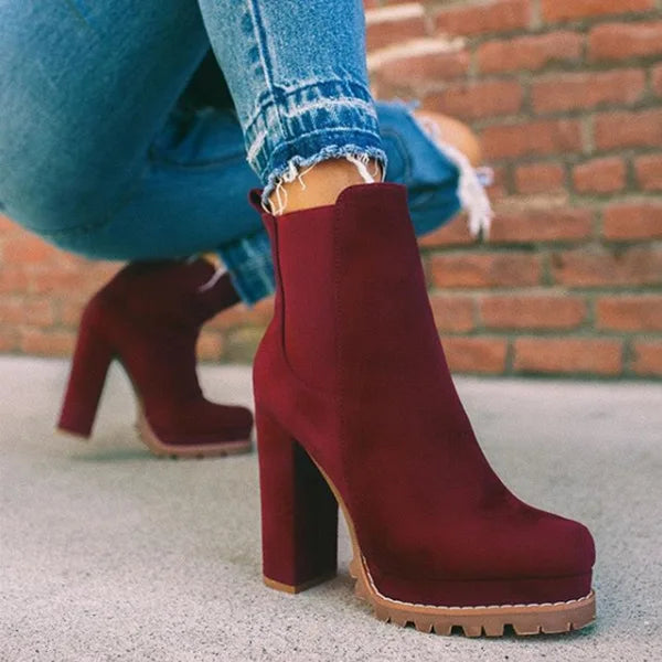 Suede Platform Ankle Boots