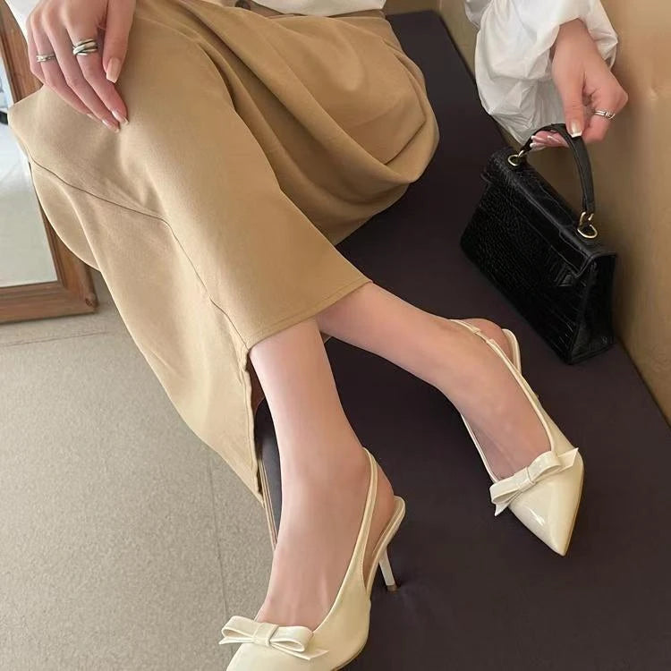 Luxury Sandal Heels Bow Accent
