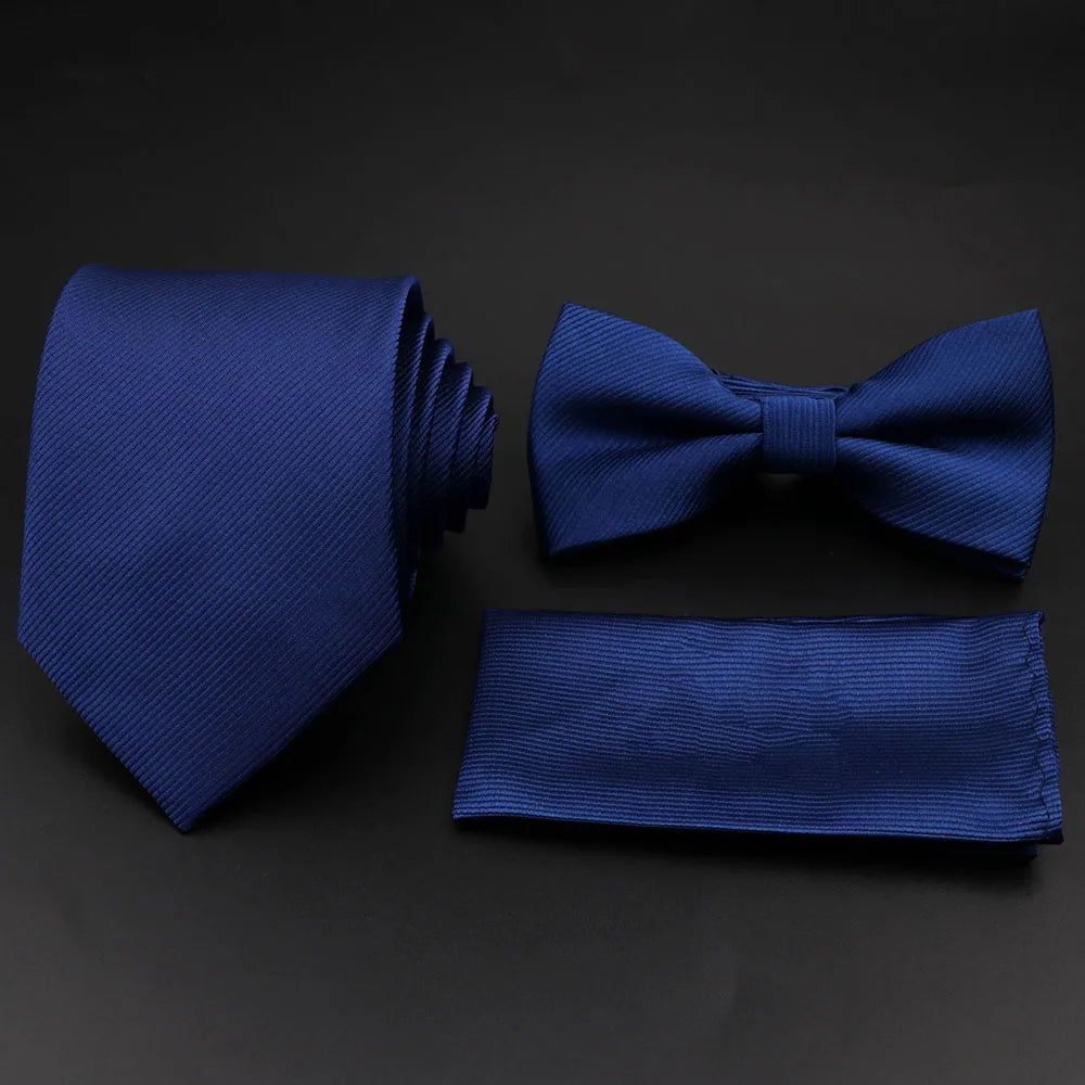 Slim Tie Set, Necktie, Bow tie, Cufflink, Brooch