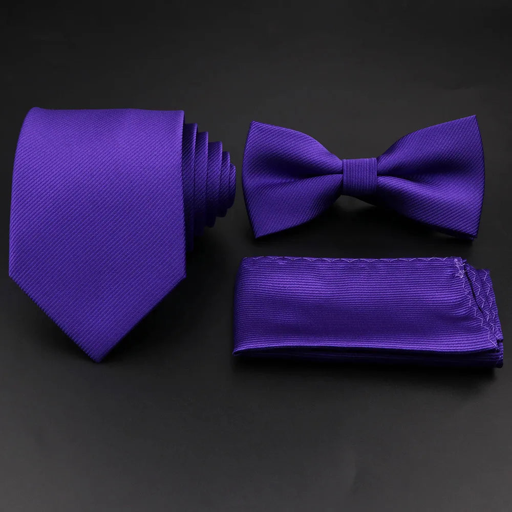 Slim Tie Set, Necktie, Bow tie, Cufflink, Brooch