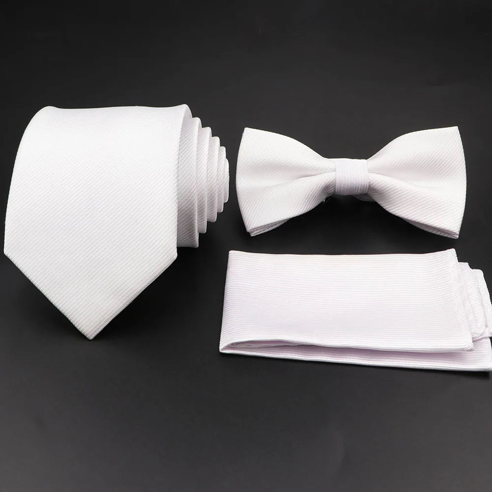Slim Tie Set, Necktie, Bow tie, Cufflink, Brooch
