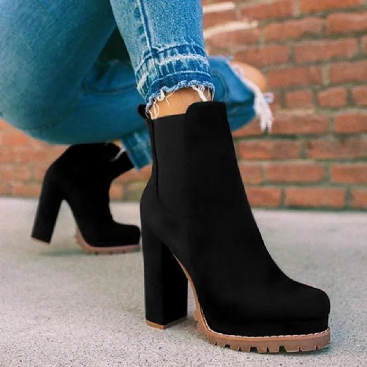 Suede Platform Ankle Boots