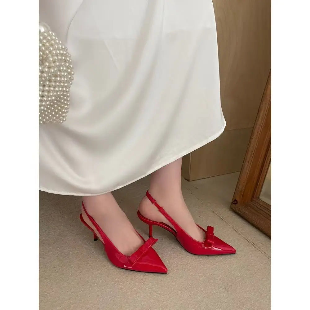 Luxury Sandal Heels Bow Accent
